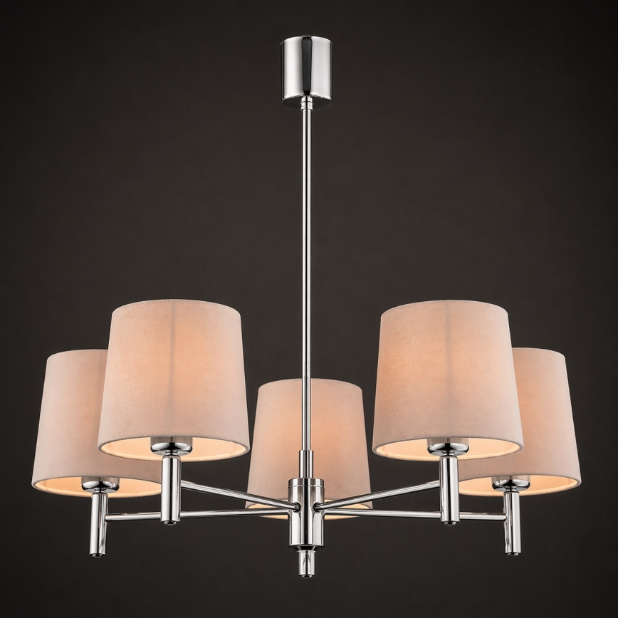 Brilagi - Luster na tyči MONTE 5xE27/60W/230V béžová/lesklý chróm