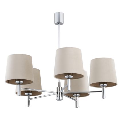 Brilagi - Luster na tyči MONTE 5xE27/60W/230V béžová/lesklý chróm