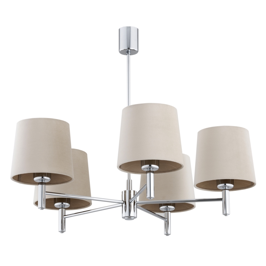 Brilagi - Luster na tyči MONTE 5xE27/60W/230V béžová/lesklý chróm