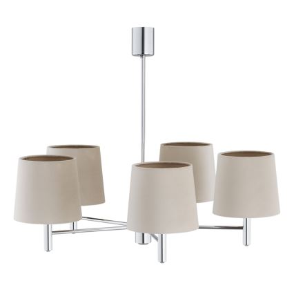 Brilagi - Luster na tyči MONTE 5xE27/60W/230V béžová/lesklý chróm