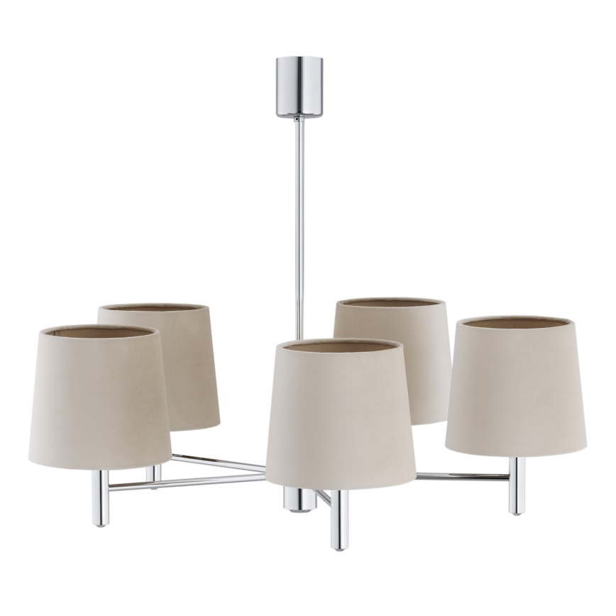 Brilagi - Luster na tyči MONTE 5xE27/60W/230V béžová/lesklý chróm