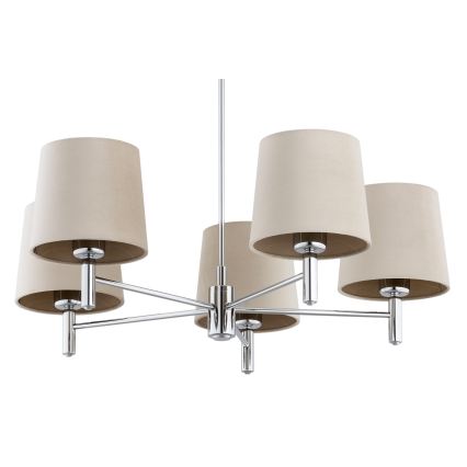 Brilagi - Luster na tyči MONTE 5xE27/60W/230V béžová/lesklý chróm