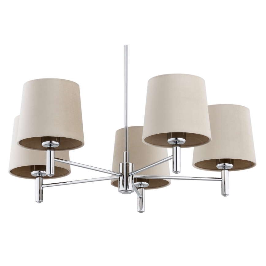 Brilagi - Luster na tyči MONTE 5xE27/60W/230V béžová/lesklý chróm