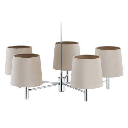 Brilagi - Luster na tyči MONTE 5xE27/60W/230V béžová/lesklý chróm