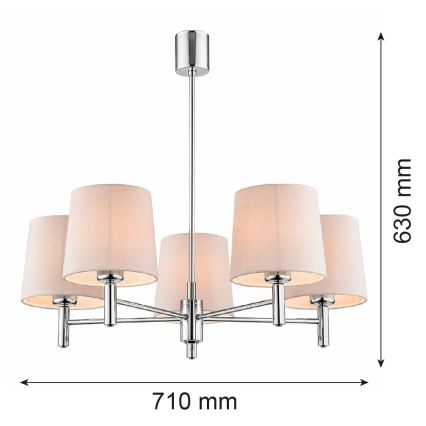 Brilagi - Luster na tyči MONTE 5xE27/60W/230V béžová/lesklý chróm