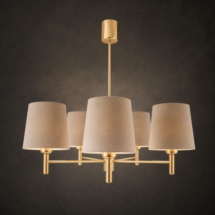 BRILAGI - Luster na tyči MONTE 5xE27/60W/230V béžová/zlatá