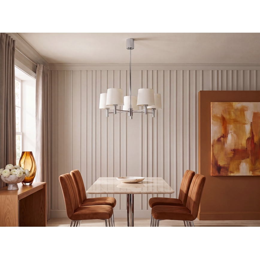 Brilagi - Luster na tyči MONTE 5xE27/60W/230V krémová/lesklý chróm