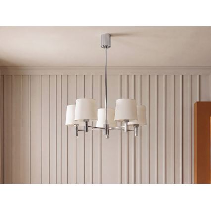 Brilagi - Luster na tyči MONTE 5xE27/60W/230V krémová/lesklý chróm