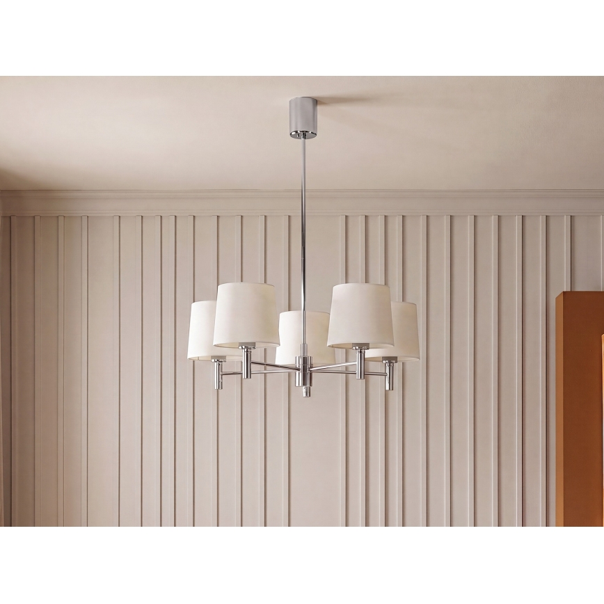 Brilagi - Luster na tyči MONTE 5xE27/60W/230V krémová/lesklý chróm