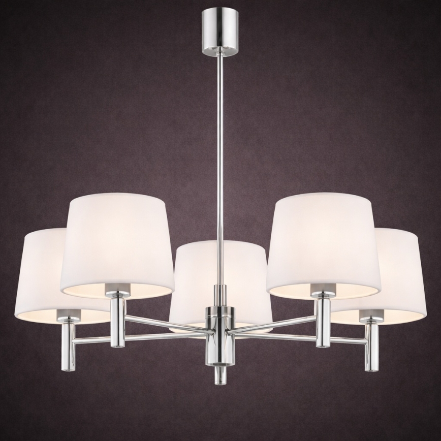 Brilagi - Luster na tyči MONTE 5xE27/60W/230V krémová/lesklý chróm