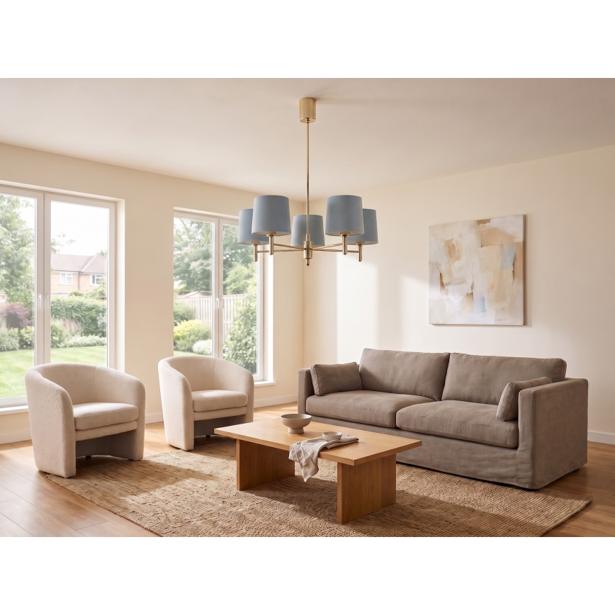 Brilagi - Luster na tyči MONTE 5xE27/60W/230V modrá/zlatá