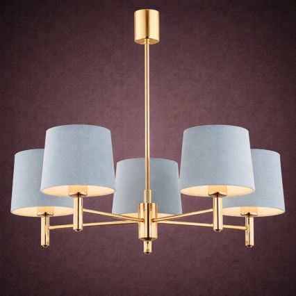 Brilagi - Luster na tyči MONTE 5xE27/60W/230V modrá/zlatá