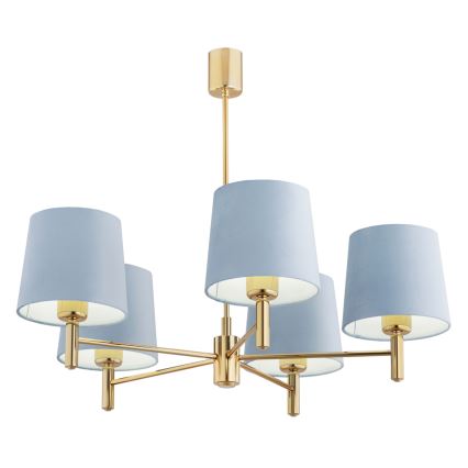Brilagi - Luster na tyči MONTE 5xE27/60W/230V modrá/zlatá