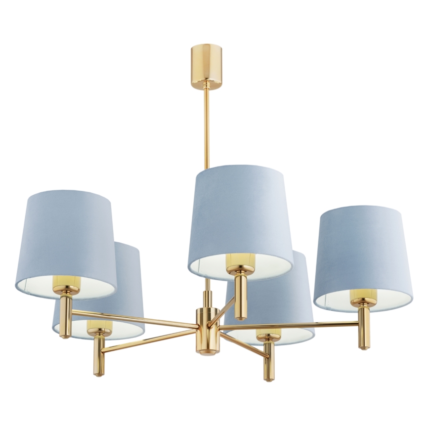 Brilagi - Luster na tyči MONTE 5xE27/60W/230V modrá/zlatá