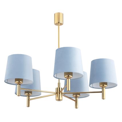 Brilagi - Luster na tyči MONTE 5xE27/60W/230V modrá/zlatá