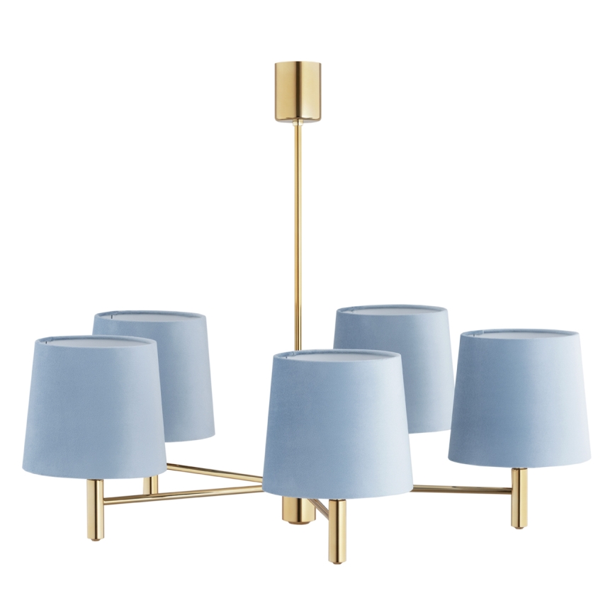 Brilagi - Luster na tyči MONTE 5xE27/60W/230V modrá/zlatá