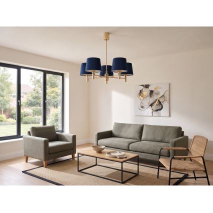 Brilagi - Luster na tyči MONTE 5xE27/60W/230V modrá/zlatá