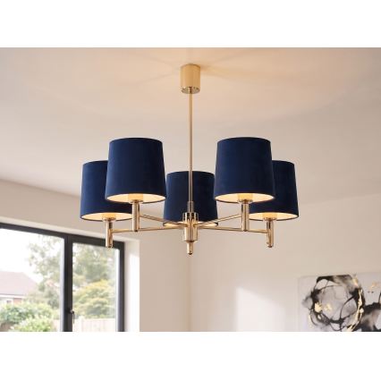 Brilagi - Luster na tyči MONTE 5xE27/60W/230V modrá/zlatá