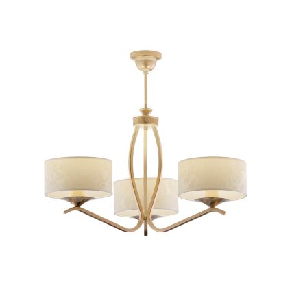 Brilagi - Luster na tyči SAPHIRE 3xE27/15W/230V pr. 66 cm krémová/zlatá/patina