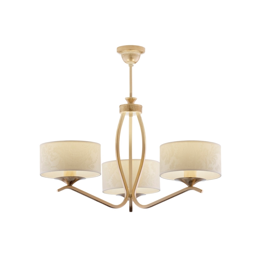 Brilagi - Luster na tyči SAPHIRE 3xE27/15W/230V pr. 66 cm krémová/zlatá/patina