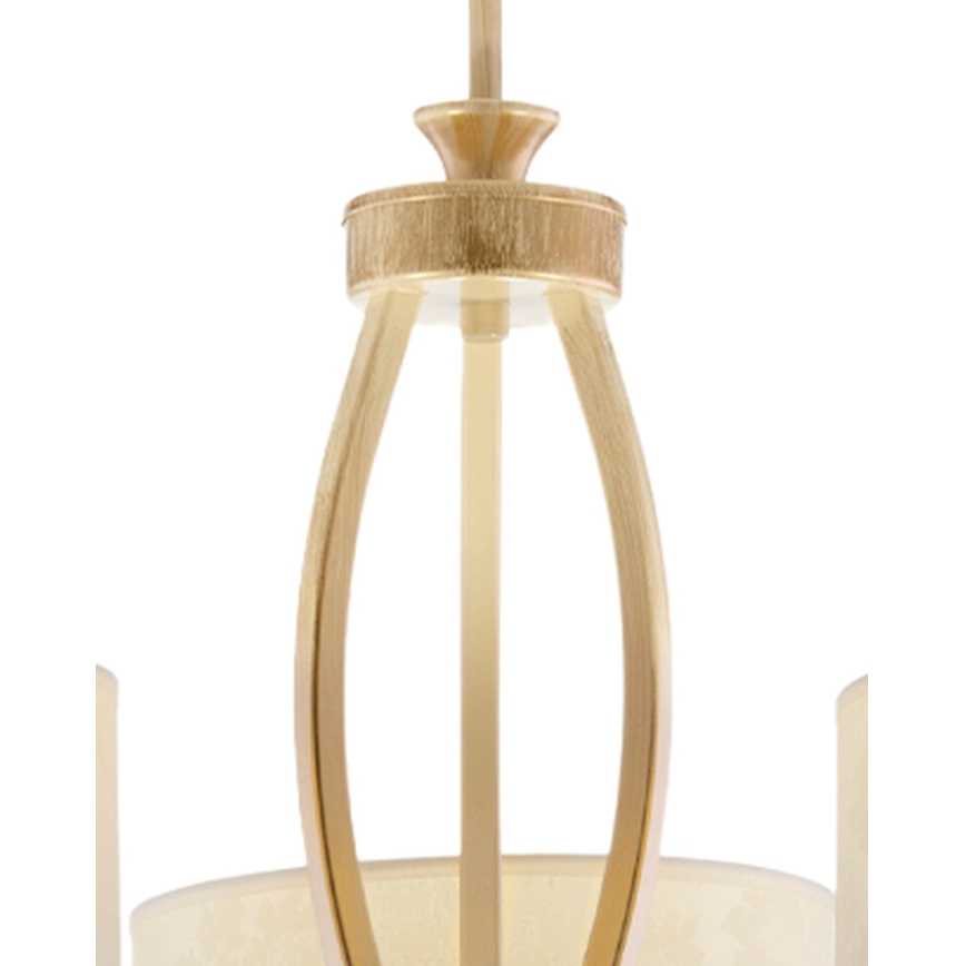 Brilagi - Luster na tyči SAPHIRE 3xE27/15W/230V pr. 66 cm krémová/zlatá/patina