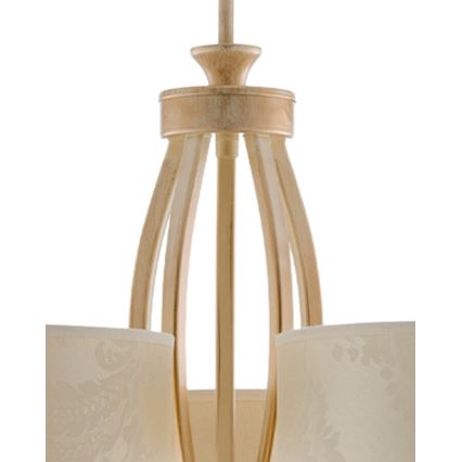 Brilagi - Luster na tyči SAPHIRE 5xE27/15W/230V priemer 66 cm krémová/zlatá/patina