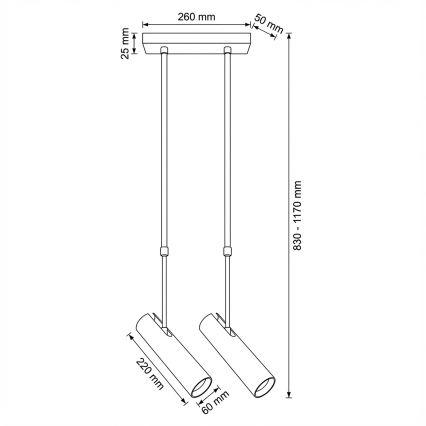 Brilagi - Luster na tyči SELE 2xGU10/30W/230V béžová