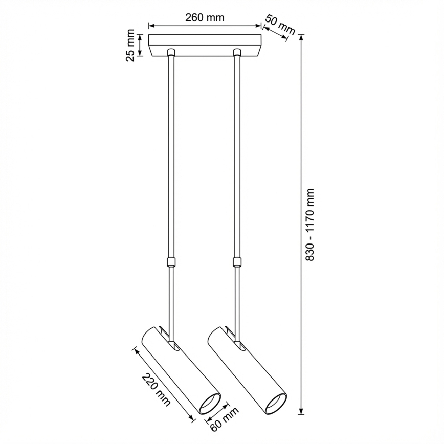 Brilagi - Luster na tyči SELE 2xGU10/30W/230V čierna