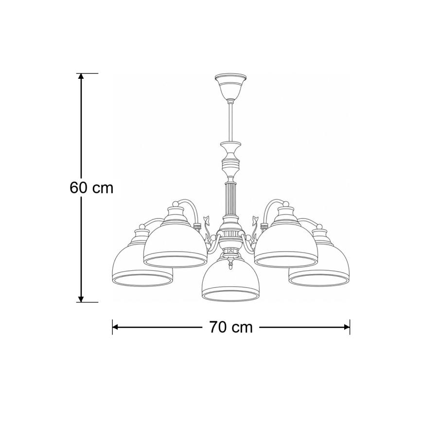 Brilagi - Luster na tyči TAURUS 5xE27/15W/230V priemer 70 cm bronz