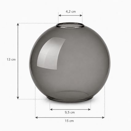 Brilagi - Náhradné sklo pre luster DIOR E27, priemer 15 cm, dymovo sivé