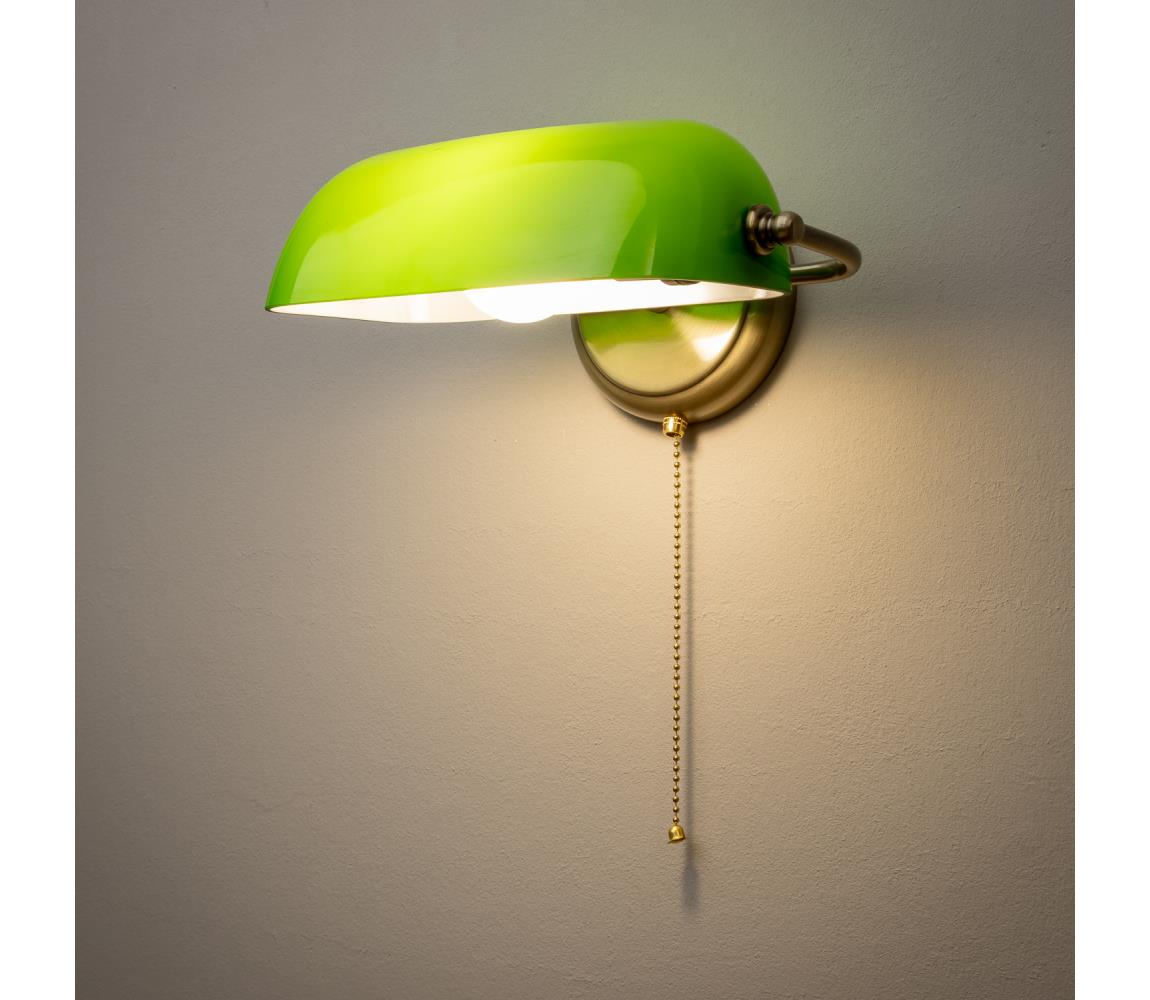 Brilagi - Nástenná lampa BANK OFFICE 1xE27/60W/230V mosadz/zelená W352-ZE/MOS
