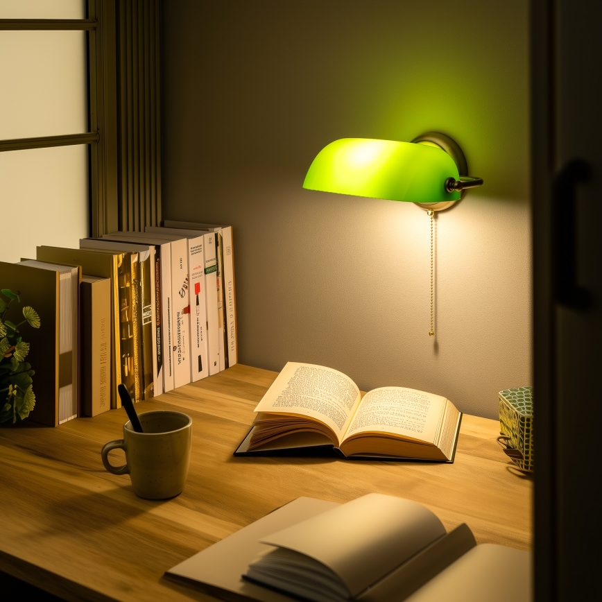 Brilagi - Nástenná lampa BANK OFFICE 1xE27/60W/230V mosadz/zelená