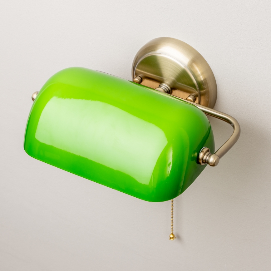 Brilagi - Nástenná lampa BANK OFFICE 1xE27/60W/230V mosadz/zelená