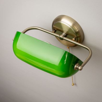 Brilagi - Nástenná lampa BANK OFFICE 1xE27/60W/230V mosadz/zelená