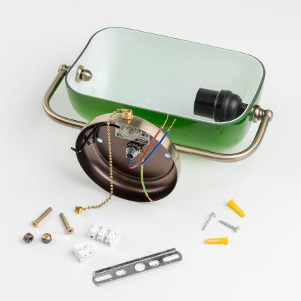 Brilagi - Nástenná lampa BANK OFFICE 1xE27/60W/230V mosadz/zelená