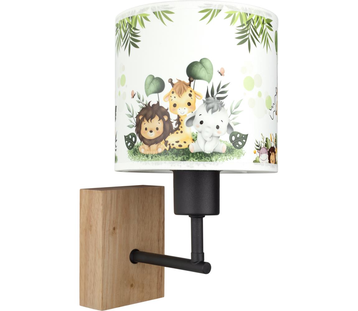 Brilagi - Nástenná lampa BOBO WOOD 1xE27/25W/230V dub/čierna/biela/zelená/džungľa BG1561+BG5588
