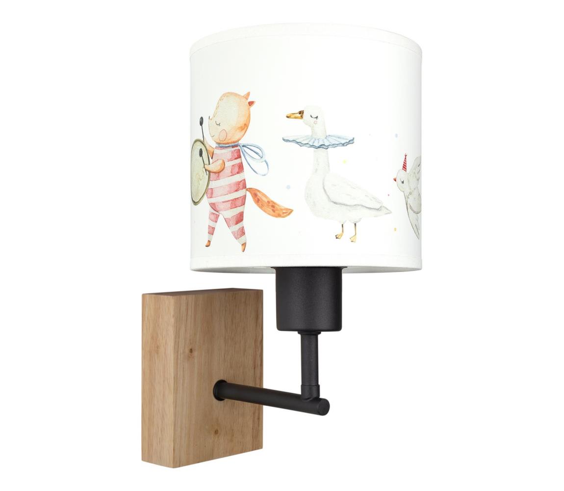 Brilagi - Nástenná lampa BOBO WOOD 1xE27/25W/230V dub/čierna/biela/zvieratká BG1561+BG5576