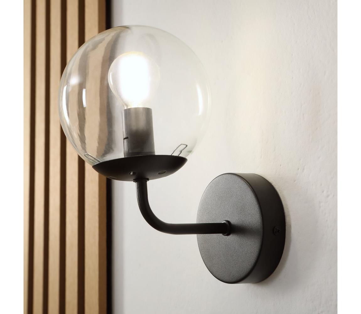 Brilagi - Nástenná lampa MALIVA 1xE14/15W/230V čierna/číra KM-1.220/CZARNY/TRANSPARENTNY