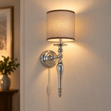 BRILAGI - Nástenná lampa NUBILA 1xE27/60W/230V lesklý chróm/hnedá