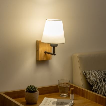 Brilagi - Nástenná lampa NUBILA WOOD 1xE27/25W/230V dub/biela