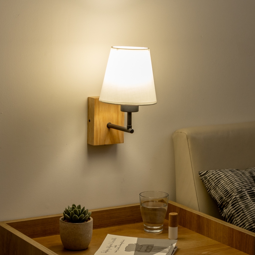 Brilagi - Nástenná lampa NUBILA WOOD 1xE27/25W/230V dub/biela