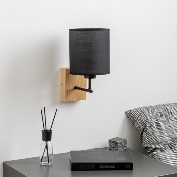 Brilagi - Nástenná lampa NUBILA WOOD 1xE27/25W/230V dub/čierna