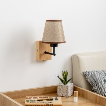 Brilagi - Nástenná lampa NUBILA WOOD 1xE27/25W/230V dub/hnedá