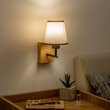 Brilagi - Nástenná lampa NUBILA WOOD 1xE27/25W/230V dub/hnedá