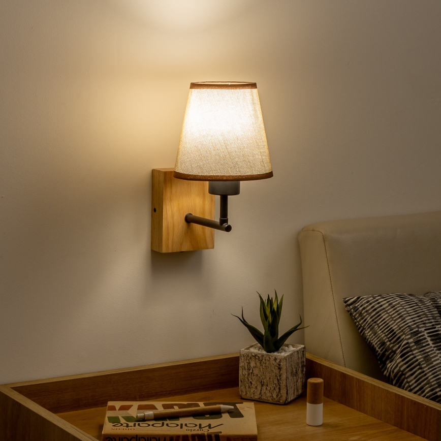 Brilagi - Nástenná lampa NUBILA WOOD 1xE27/25W/230V dub/hnedá
