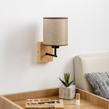 Brilagi - Nástenná lampa NUBILA WOOD 1xE27/25W/230V dub/hnedá