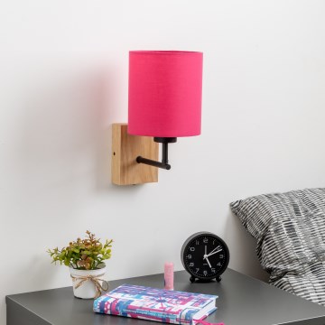 Brilagi - Nástenná lampa NUBILA WOOD 1xE27/25W/230V dub/ružová