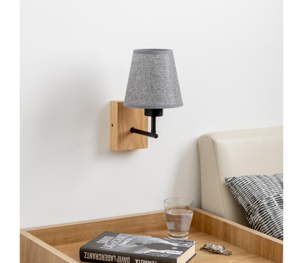 Brilagi - Nástenná lampa NUBILA WOOD 1xE27/25W/230V dub/šedá BG1561+BG1569