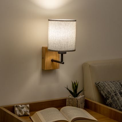 Brilagi - Nástenná lampa NUBILA WOOD 1xE27/25W/230V dub/šedá