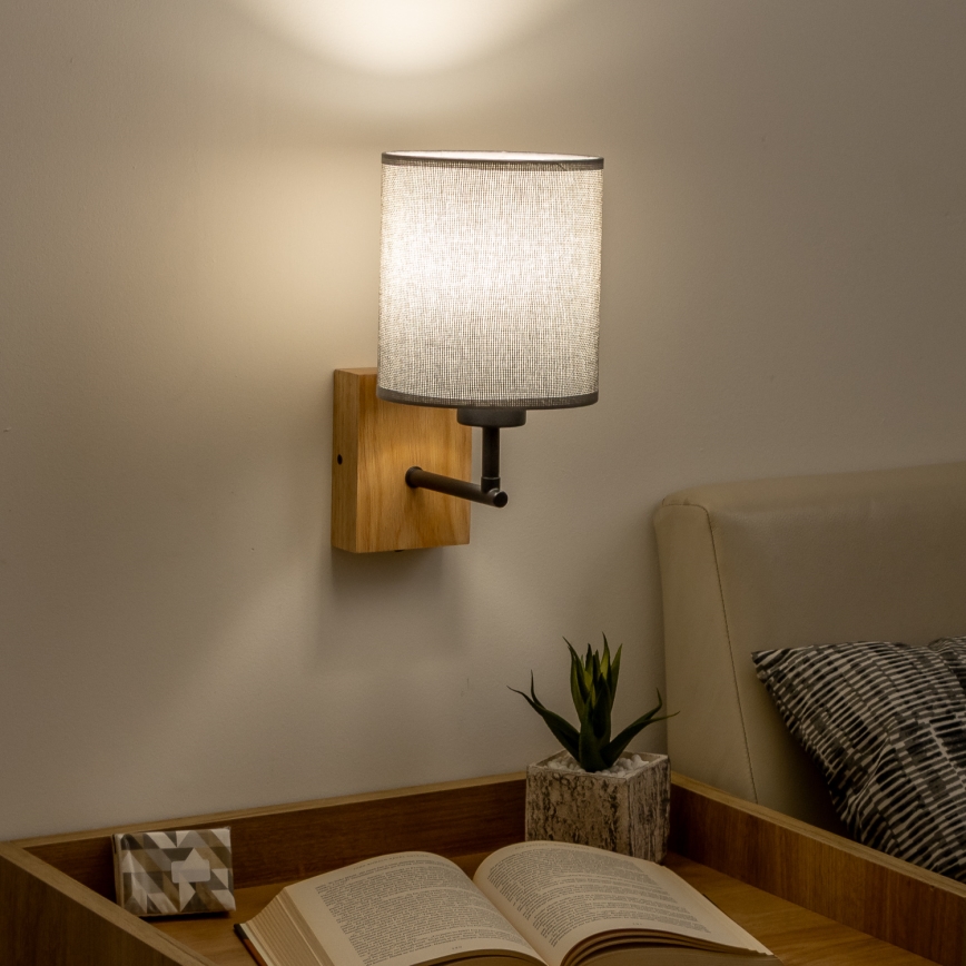 Brilagi - Nástenná lampa NUBILA WOOD 1xE27/25W/230V dub/šedá